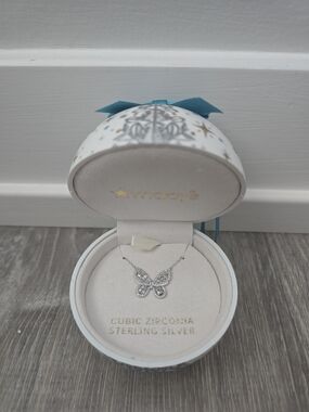 Macy's Silver Cubic Zirconia Butterfly Pendant Necklace